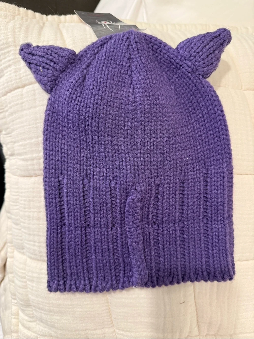 NWT | Spyder | Kids One Size | Bitsy Knit Cat Ear Beanie - Purple and Green